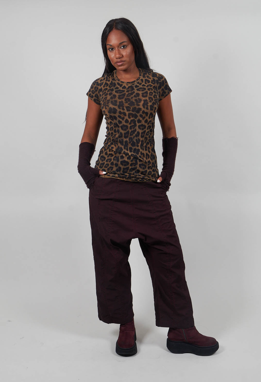 Pull On Drop Crotch Trousers in Purple Cloud - 1390124