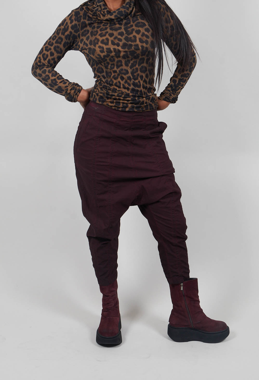 Wide Leg Drop Crotch Trousers in Purple Cloud  - 1390126