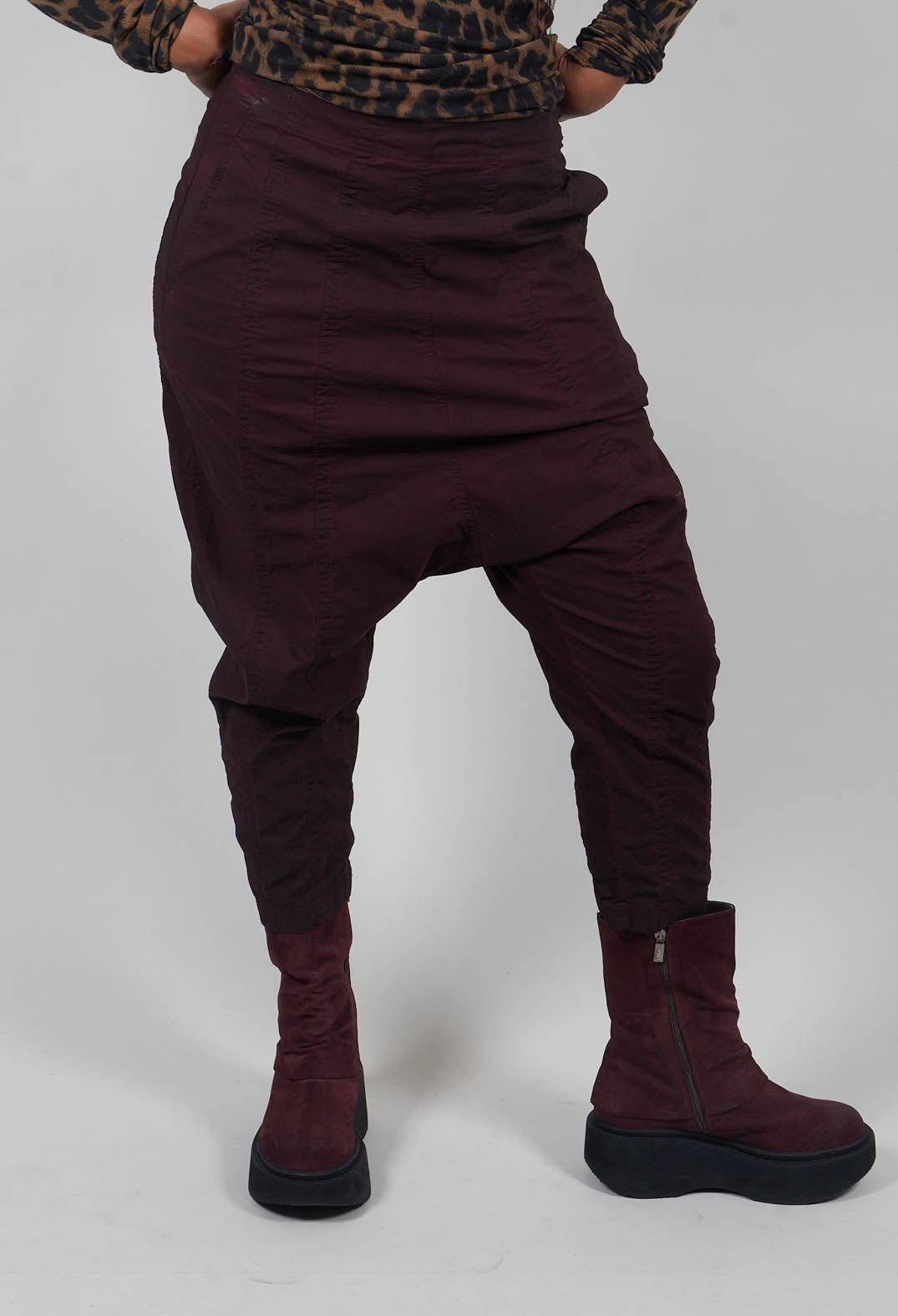 Wide Leg Drop Crotch Trousers in Purple Cloud  - 1390126