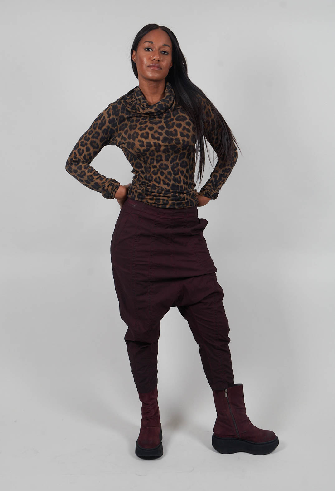 Wide Leg Drop Crotch Trousers in Purple Cloud  - 1390126