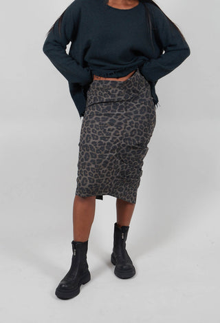 Ruched Pencil Skirt in Leo Black Cloud  - 1390307