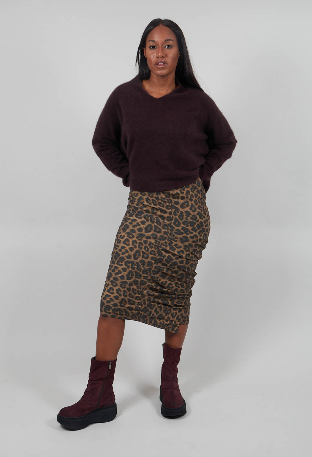 Ruched Pencil Skirt in Leo Cloud  - 1390307