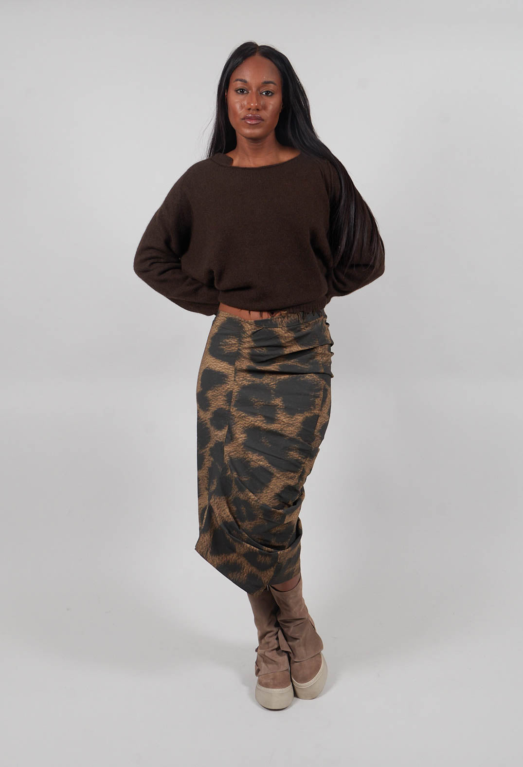 Ruched Pencil Skirt in Leo Big Cloud - 1390307