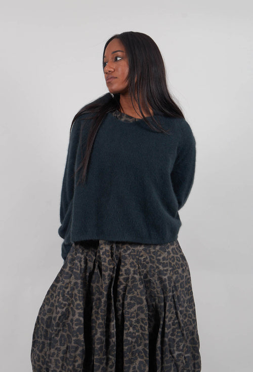 Boxy Fit Jumper in Petrol  - 1410701