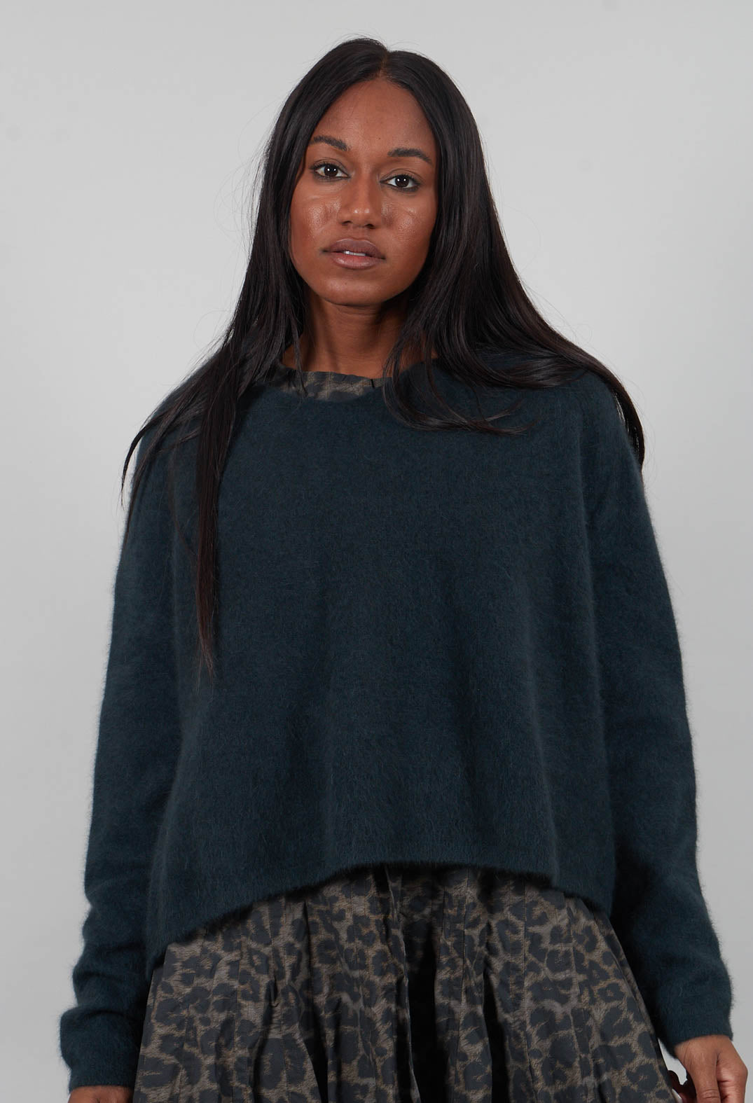 Boxy Fit Jumper in Petrol  - 1410701
