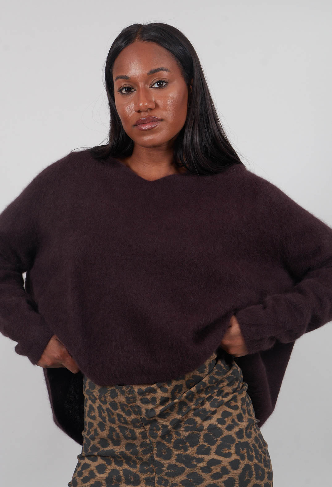 Boxy Fit Jumper in Purple - 1410701