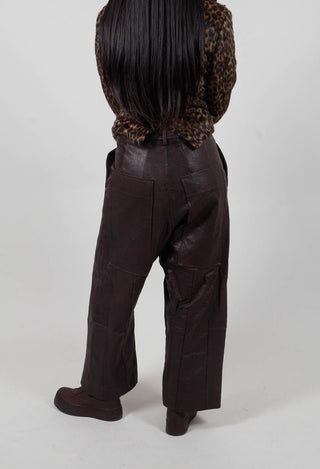 Leather Drop Crotch Trousers in Umbra  - 1480106