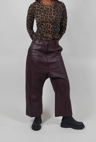 Leather Drop Crotch Trousers in Purple - 1480106