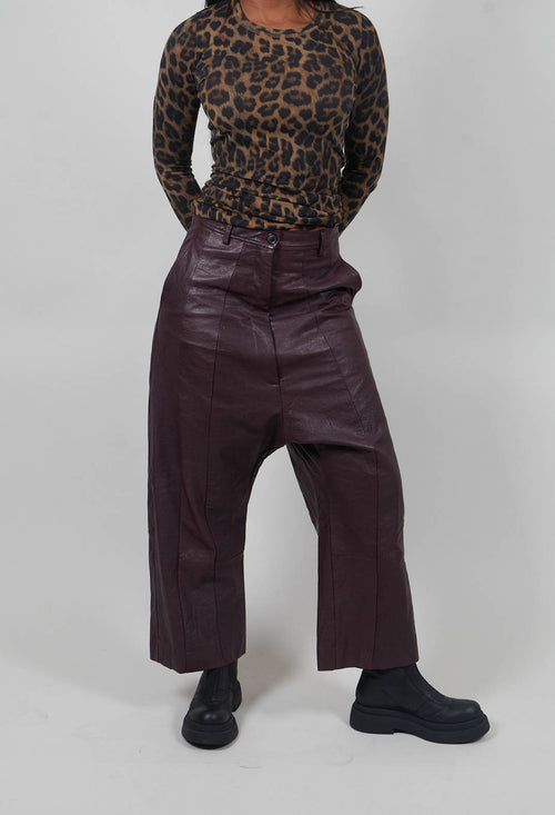 Leather Drop Crotch Trousers in Purple - 1480106