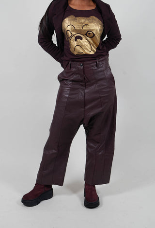 Leather Drop Crotch Trousers in Purple - 1480106