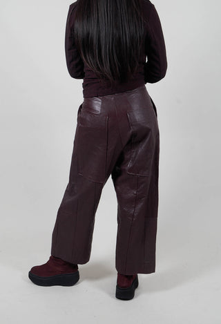 Leather Drop Crotch Trousers in Purple - 1480106