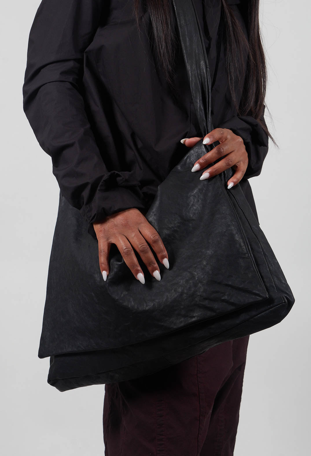 Leather Messenger Bag in Black  - 1482507