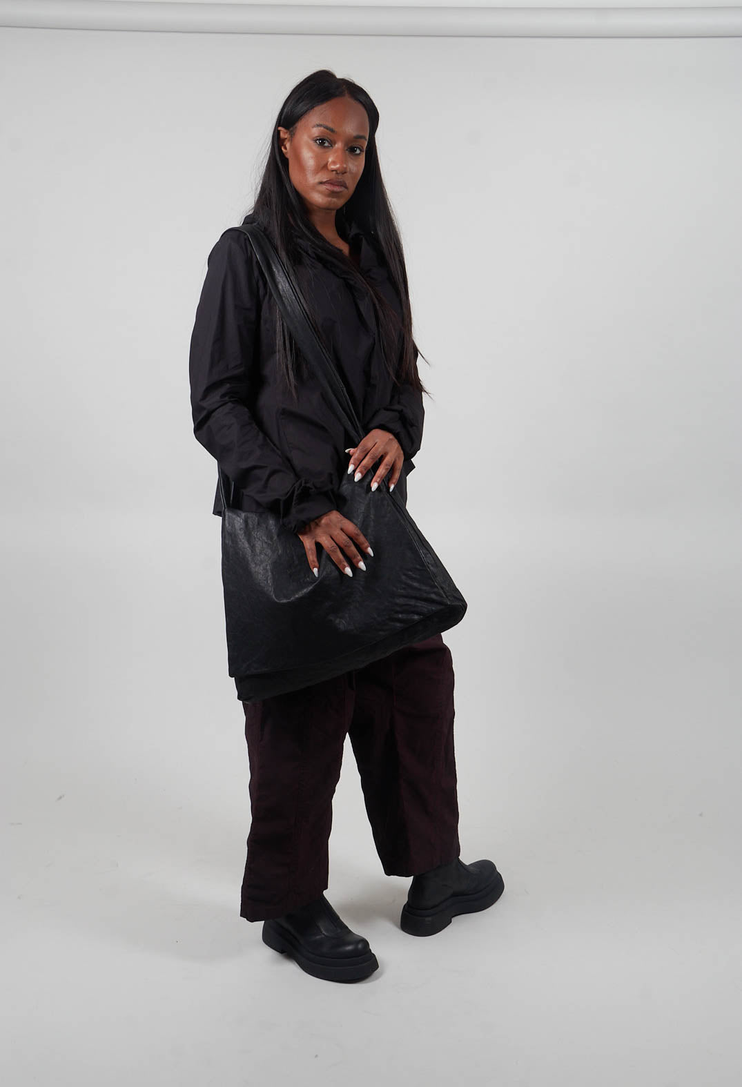 Leather Messenger Bag in Black  - 1482507