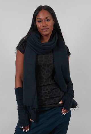 Raw Edge Scarf in Petrol  - 1537711