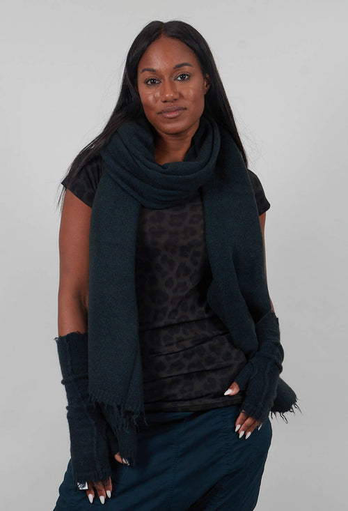 Raw Edge Scarf in Petrol  - 1537711