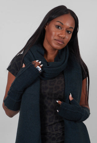 Raw Edge Scarf in Petrol  - 1537711