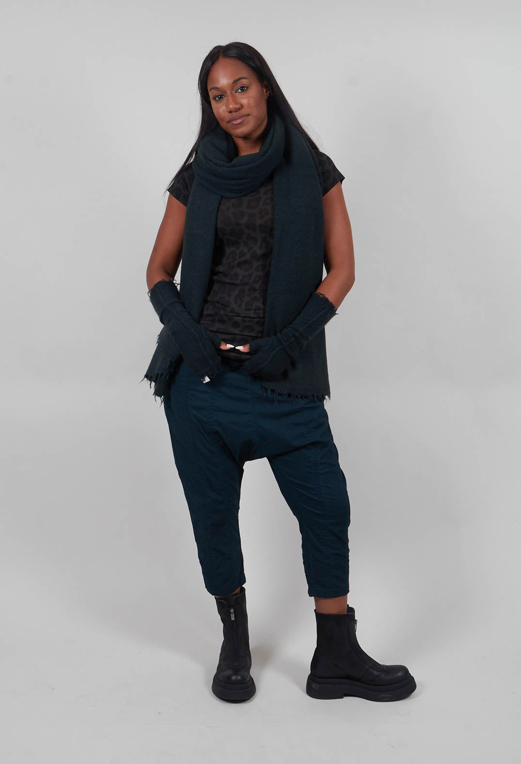 Raw Edge Scarf in Petrol  - 1537711