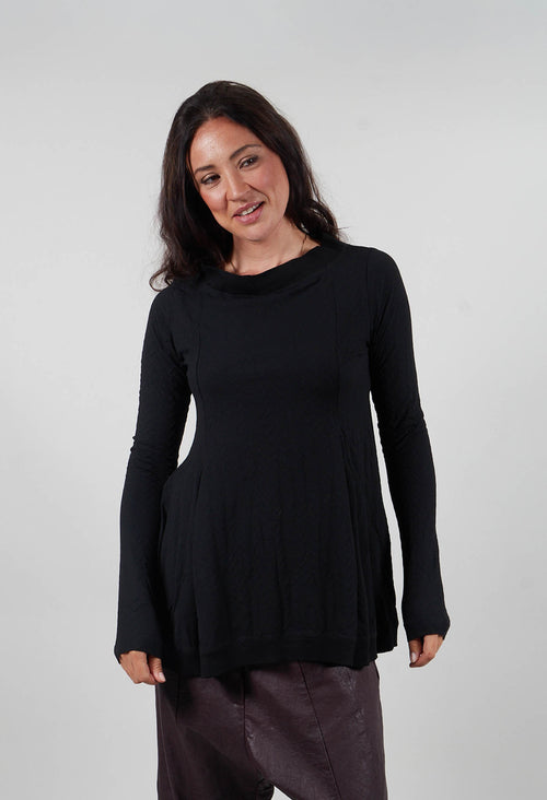 Flared Jersey Top in Black Cloud - 1560508