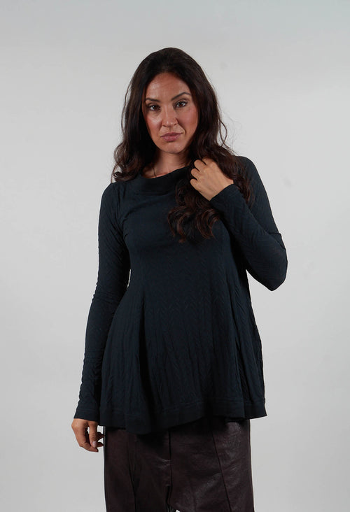 Flared Jersey Top in Petrol Cloud  - 1560508