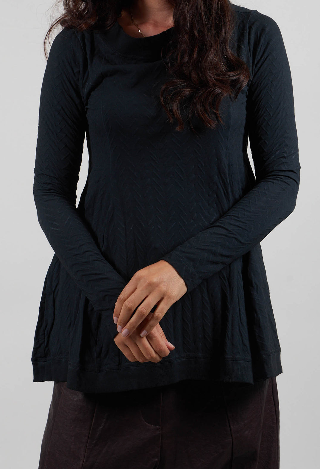 Flared Jersey Top in Petrol Cloud  - 1560508