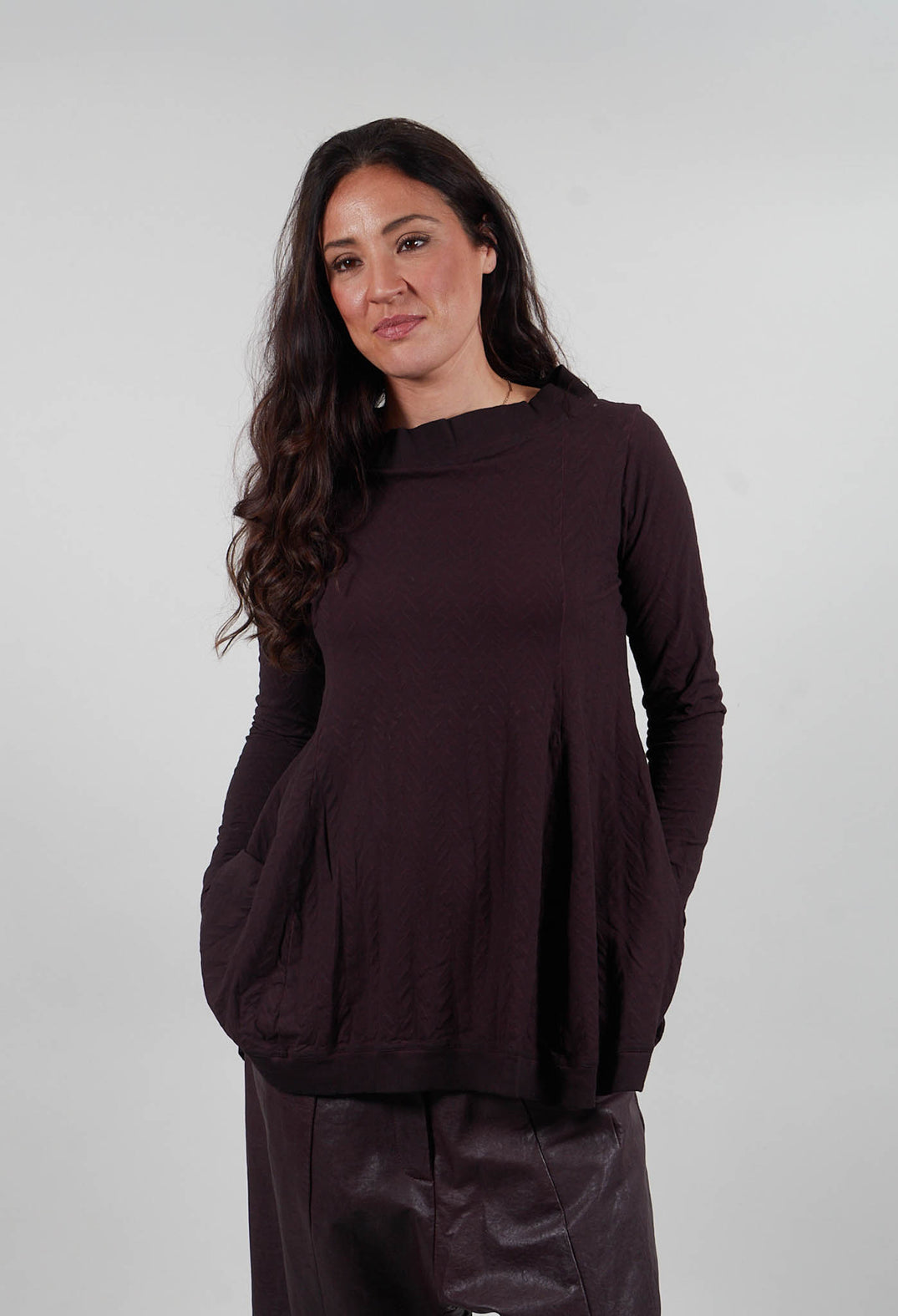 Flared Jersey Top in Purple Cloud  - 1560508