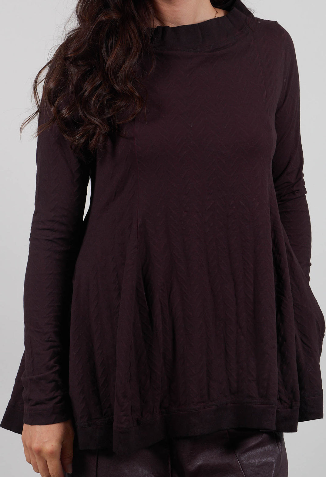 Flared Jersey Top in Purple Cloud  - 1560508