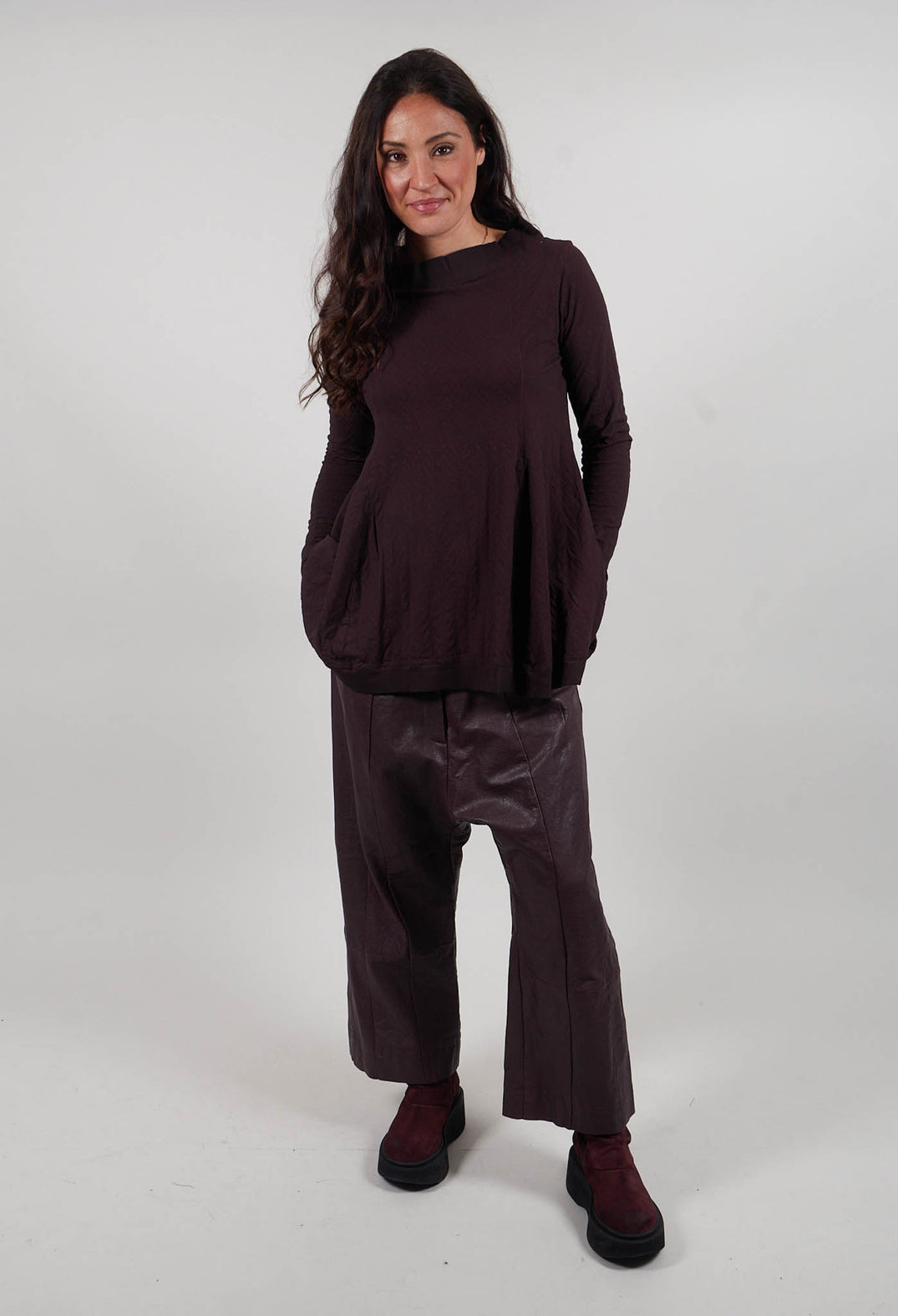 Flared Jersey Top in Purple Cloud  - 1560508