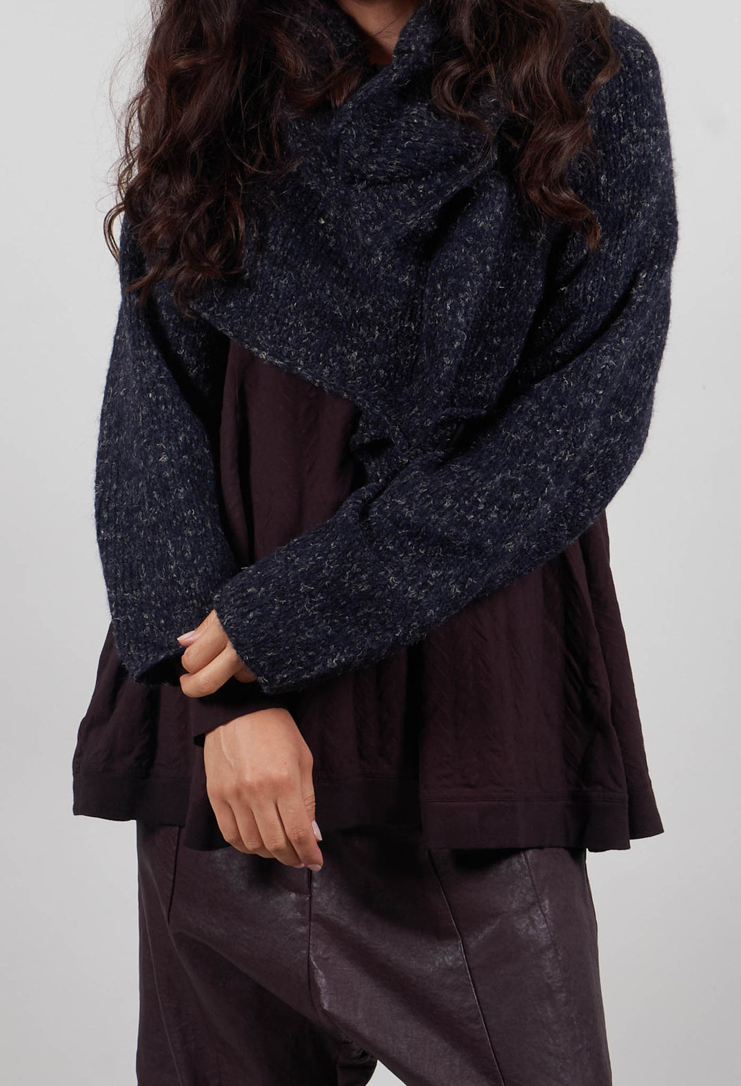 Cropped Jumper in Black Melange - 1660701