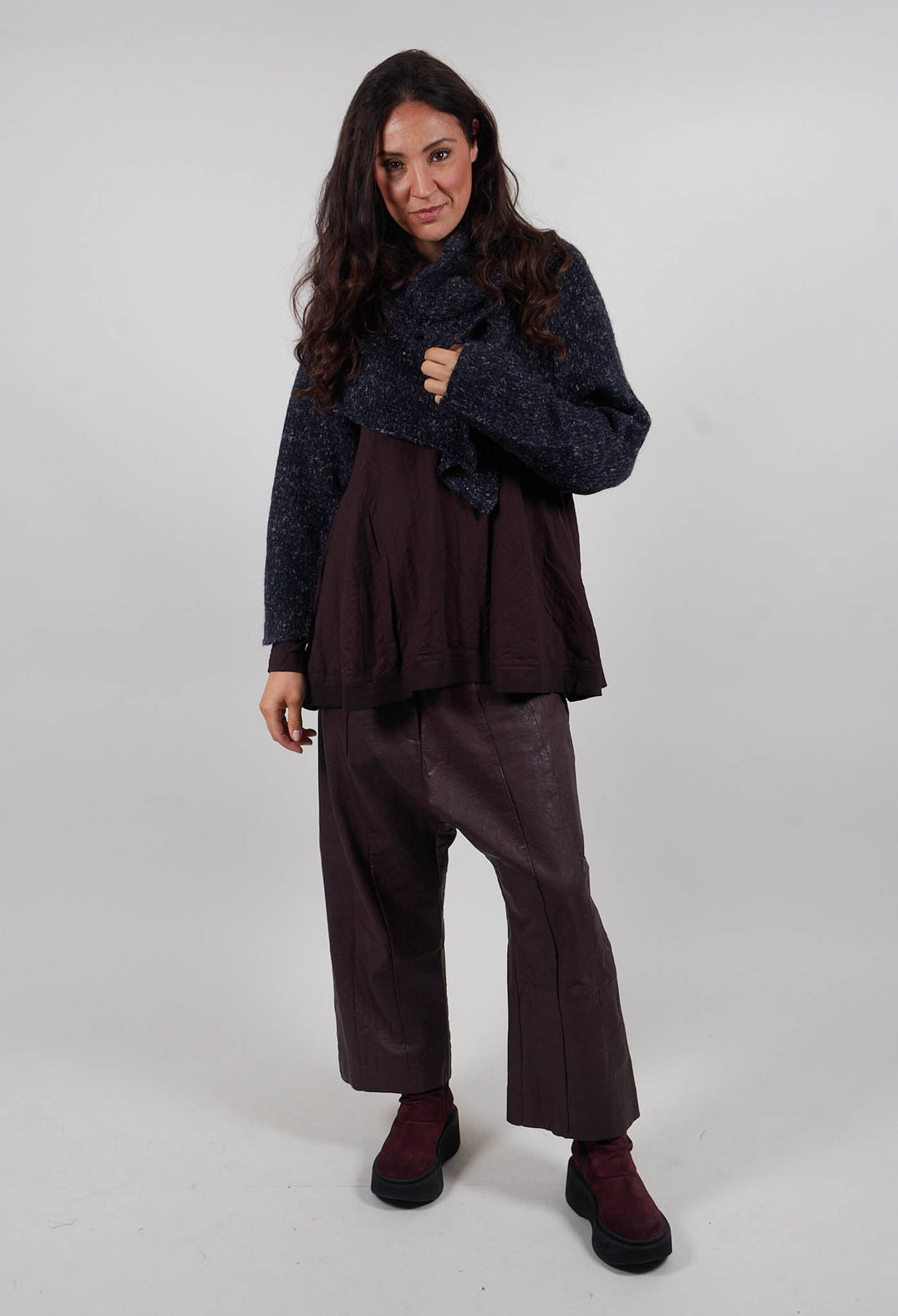 Cropped Jumper in Black Melange - 1660701