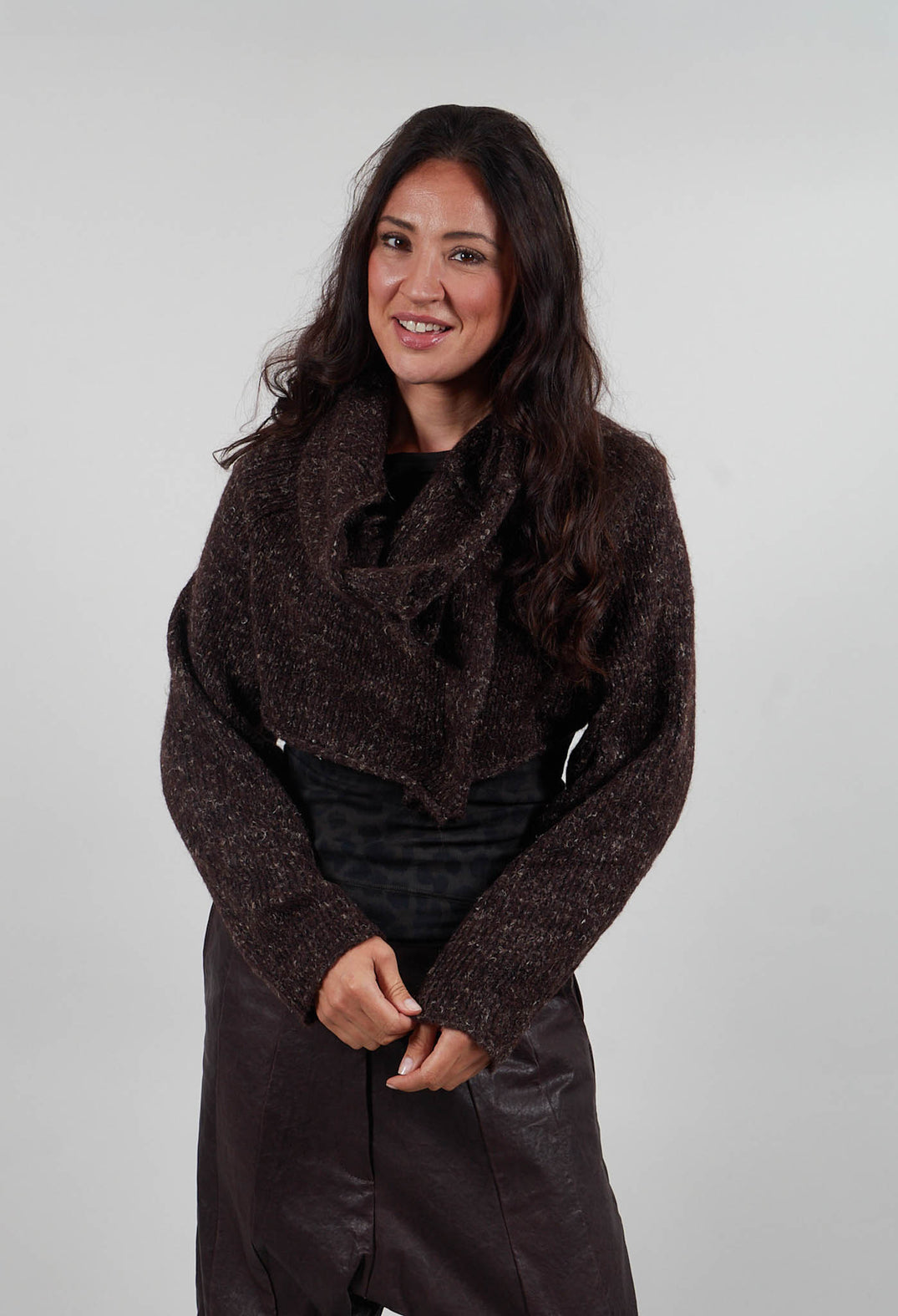 Cropped Jumper in Umbra Melange  - 1660701