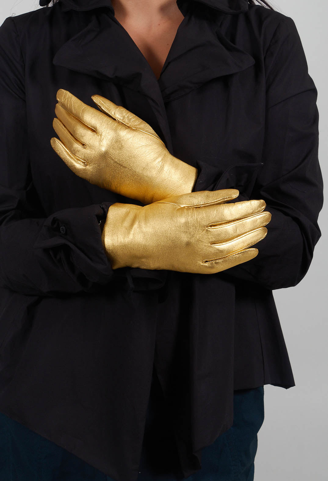 Leather Gloves in Gold  - 1802002