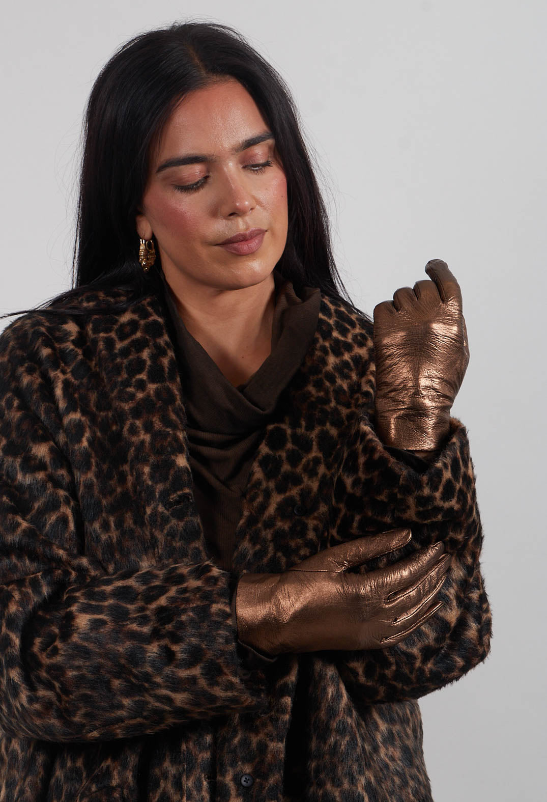 Leather Gloves in Bronze - 1802002
