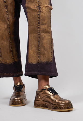 Platform Sole Leather Brogues in Gold - 1985216
