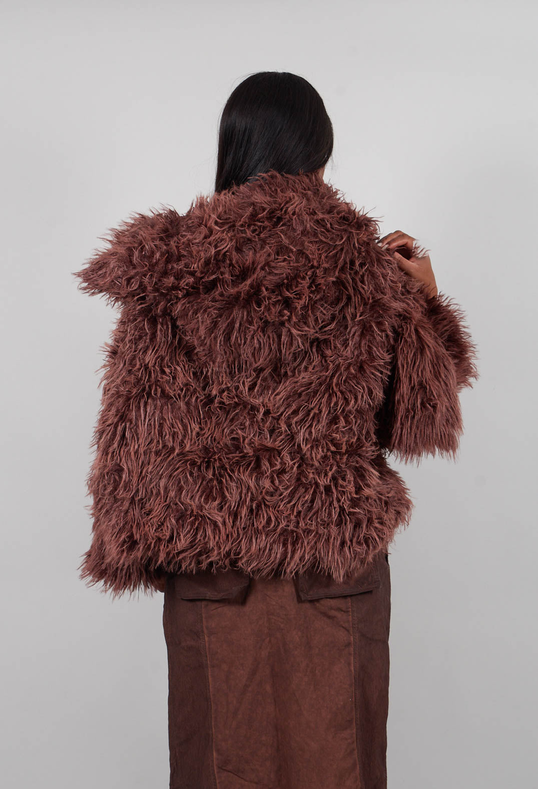 Shaggy Faux Fur Coat in Henna Cloud  - 2011102
