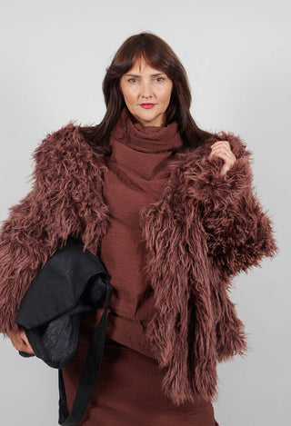 Shaggy Faux Fur Coat in Henna Cloud  - 2011102