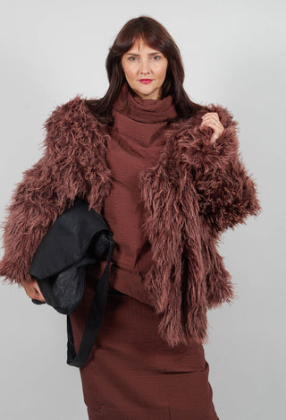 Shaggy Faux Fur Coat in Henna Cloud  - 2011102