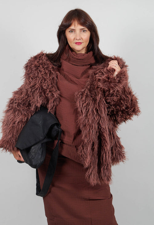 Shaggy Faux Fur Coat in Henna Cloud  - 2011102
