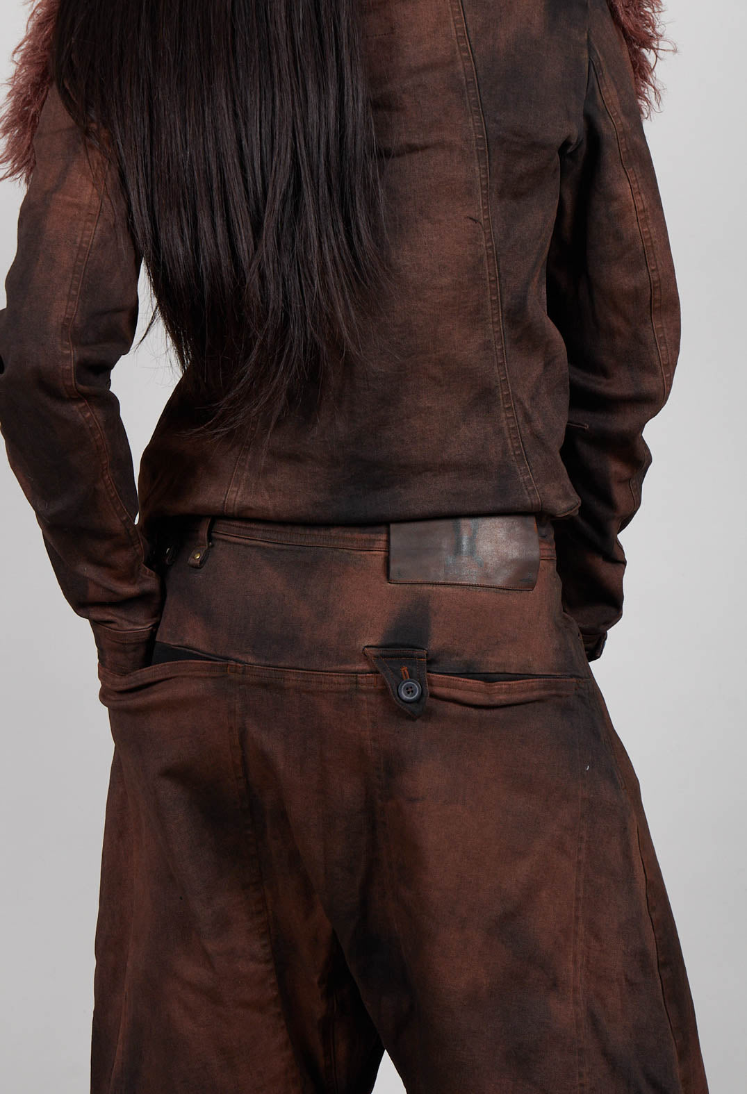 Balloon Leg Drop Crotch Trousers in Henna Cloud - 2040103