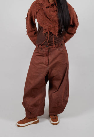 Balloon Leg Drop Crotch Trousers in Terracotta Cloud  - 2040103