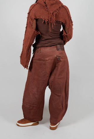Balloon Leg Drop Crotch Trousers in Terracotta Cloud  - 2040103
