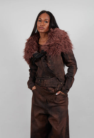 Jacket with Faux Fur Collar in Henna Cloud - 2041109