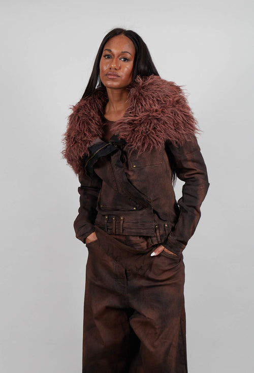 Jacket with Faux Fur Collar in Henna Cloud - 2041109
