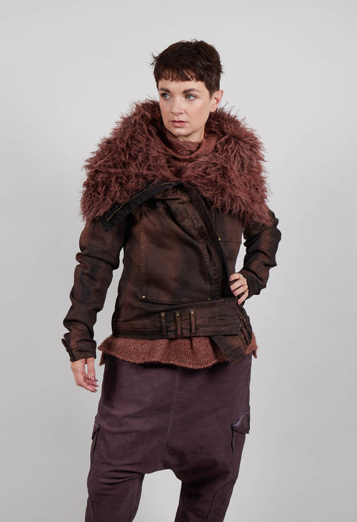 Jacket with Faux Fur Collar in Henna Cloud - 2041109