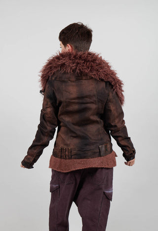Jacket with Faux Fur Collar in Henna Cloud - 2041109