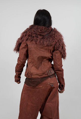 Jacket with Faux Fur Collar in Terracotta Cloud Shade - 2041109