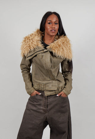 Jacket with Faux Fur Collar in Clay Cloud  - 2041109