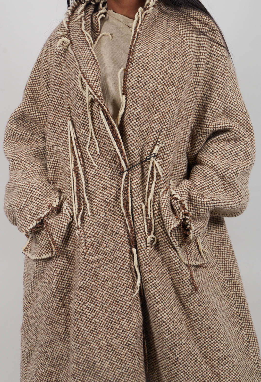 Oversized Raw Edge Coat in Dakar Check - 2051206