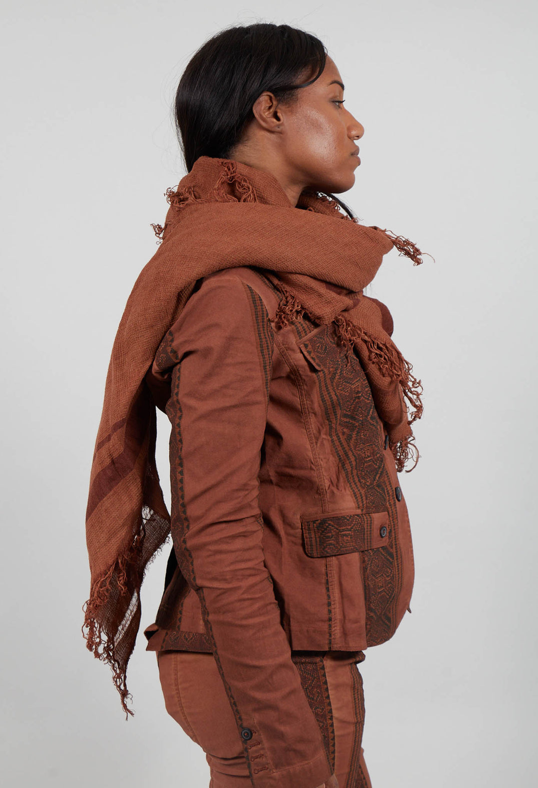 Linen Scarf in Terracotta Cloud - 2091406