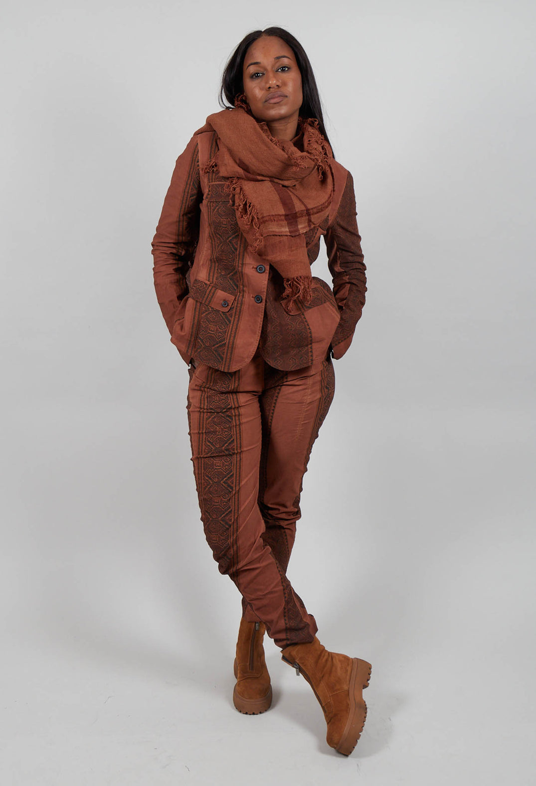 Linen Scarf in Terracotta Cloud - 2091406