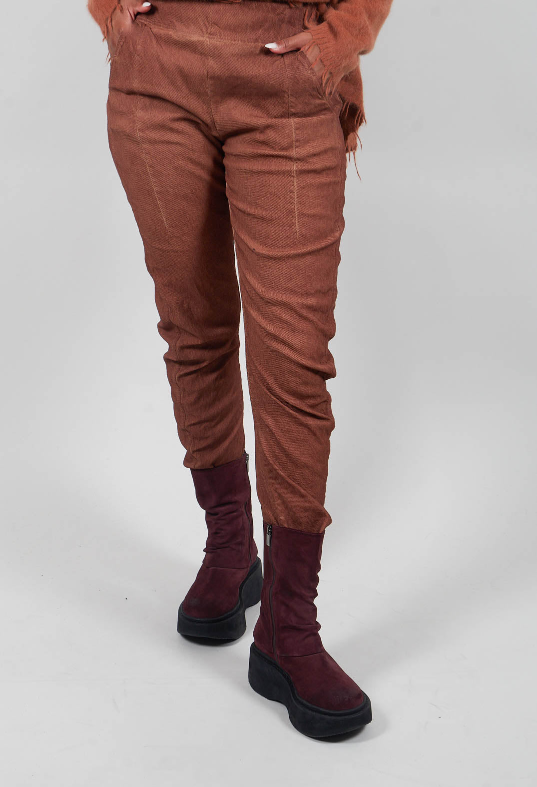 Slim Leg Trousers in Terracotta Cloud - 2120101